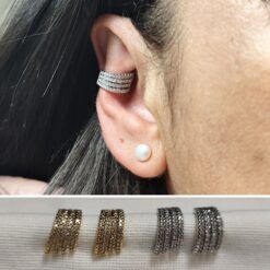 Clip corrector ramillete de cristales colores ORO / PLATA – disimula las orejas sin cirugía