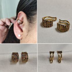 Clip corrector de cristales multicolores, color ORO – disimula las orejas sin cirugía