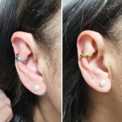 Clip corrector de oreja cruzado - colores ORO / PLATA – disimula las orejas sin cirugía